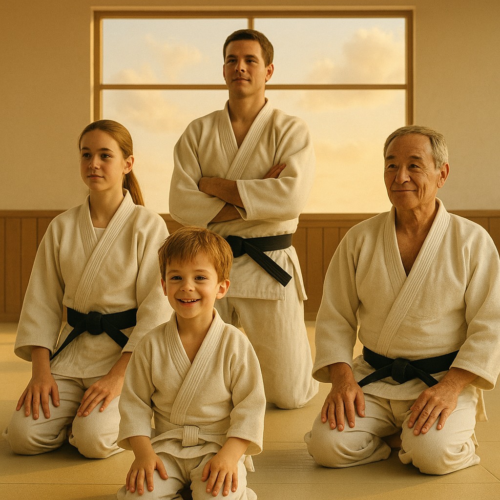 Child, teens, adults judo club members