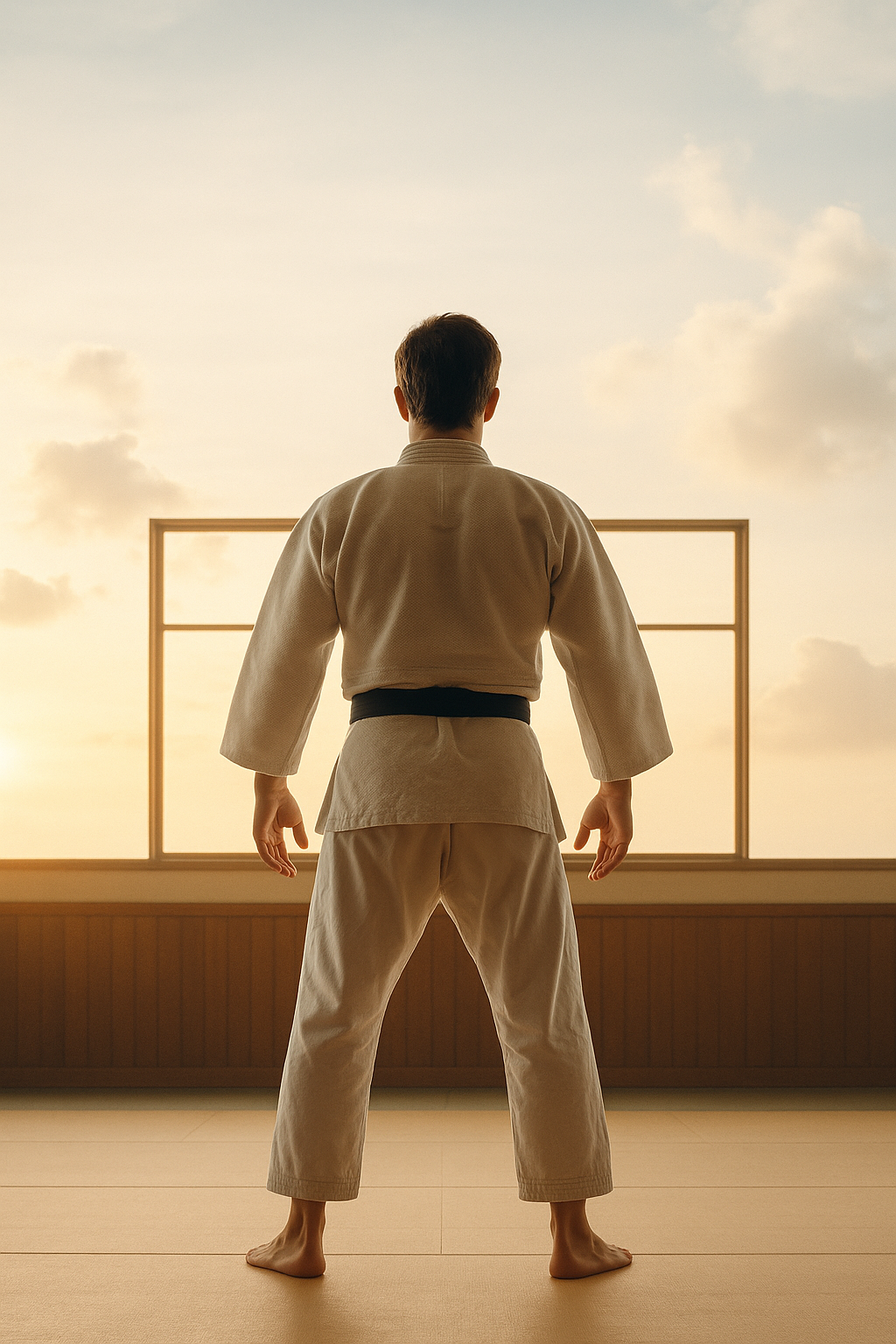Judo man standing back