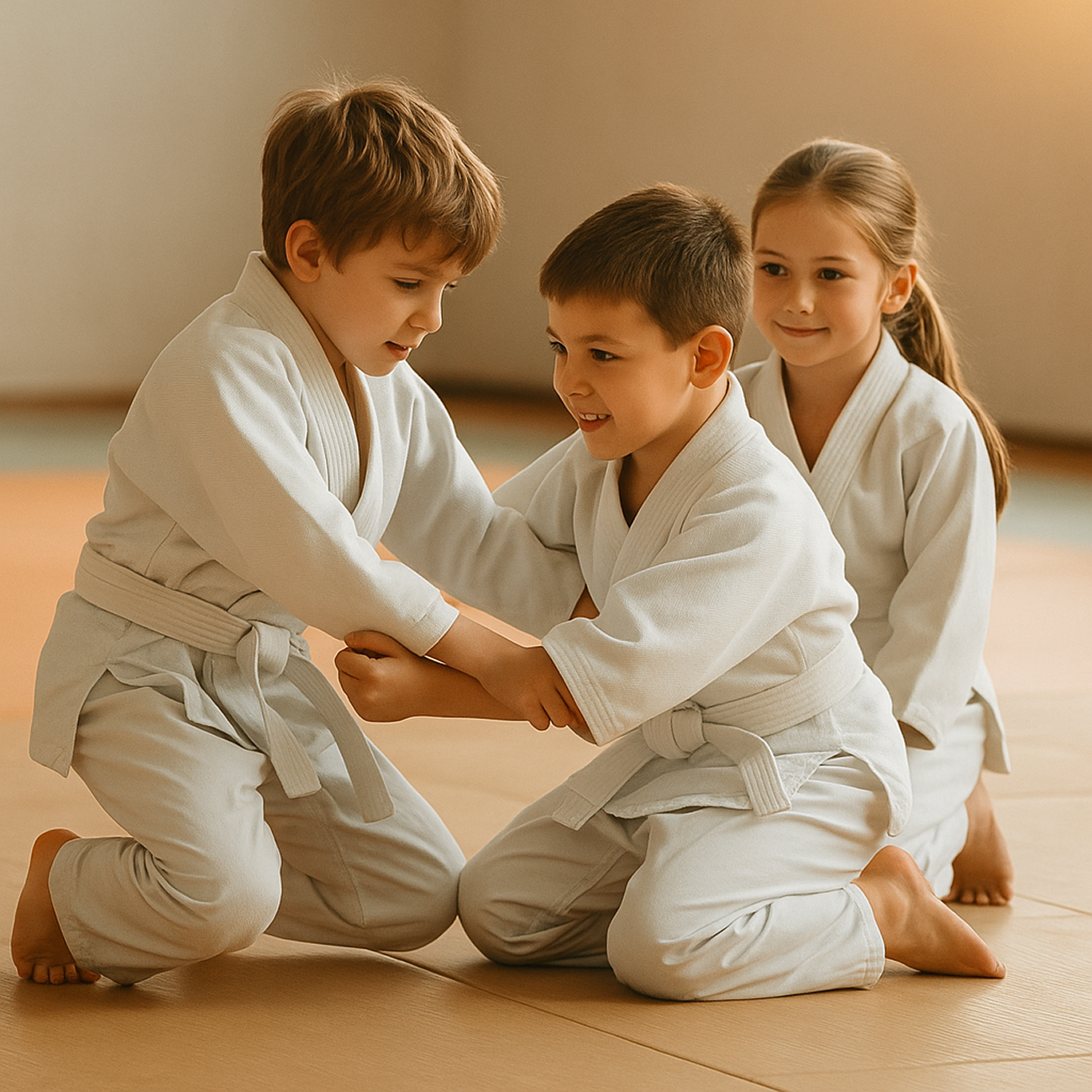 Kids practising judo